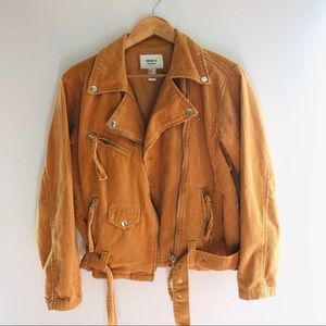 F21 Corduroy Moto Jacket Camel orange size small